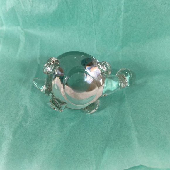 Vintage Art Glass Blown Glass paperweight Turtle clear - Picture 9 of 9